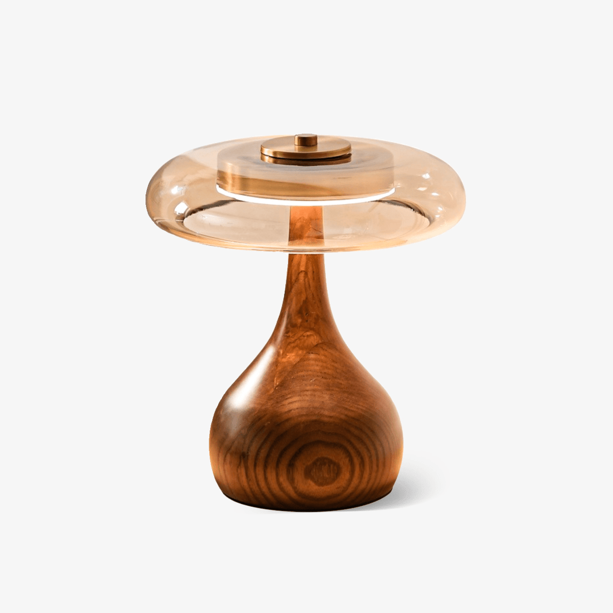 Sienna Table Lamp — 8.7″ Diameter, Walnut & Amber Finish