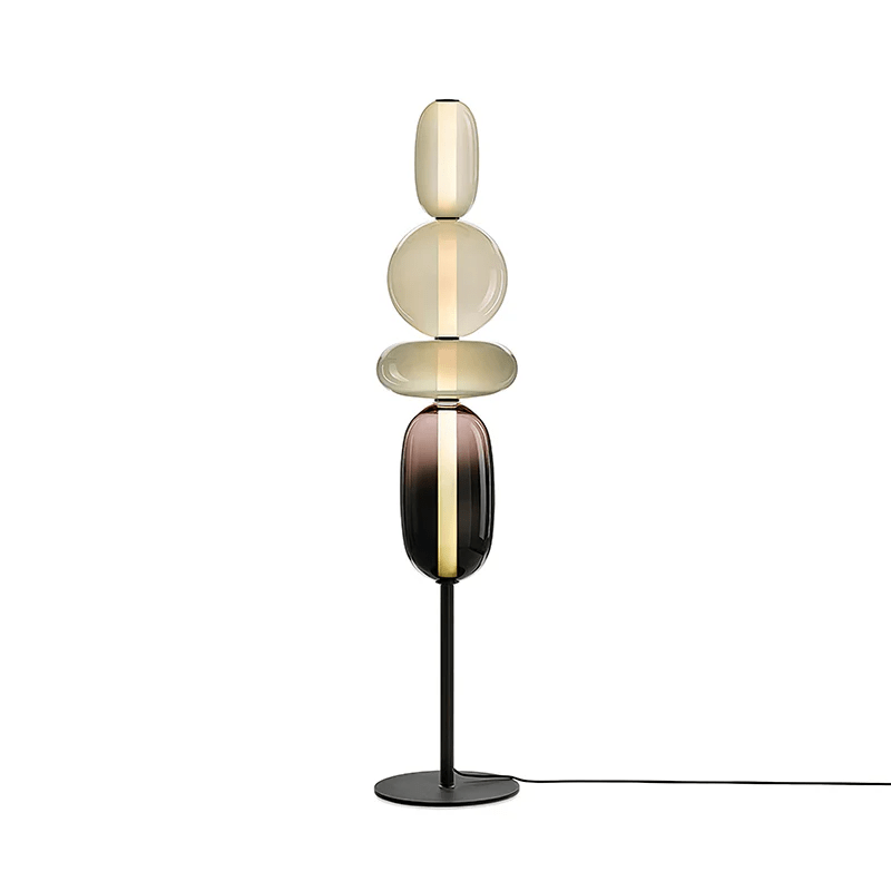 Vloerlamp van gekleurd glas — Ontwerp met een cluster van glazen strengen
