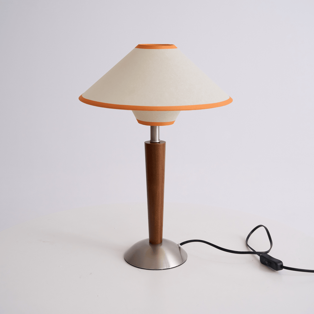 Talonwood Table Lamp — ∅11.8″ × H17.3″, Tan And Walnut Variant