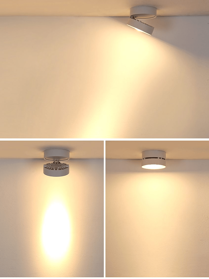 مصباح LED دائري موجه للأسفل — دوران 355°، زاوية قابلة للتعديل بمقدار 90°