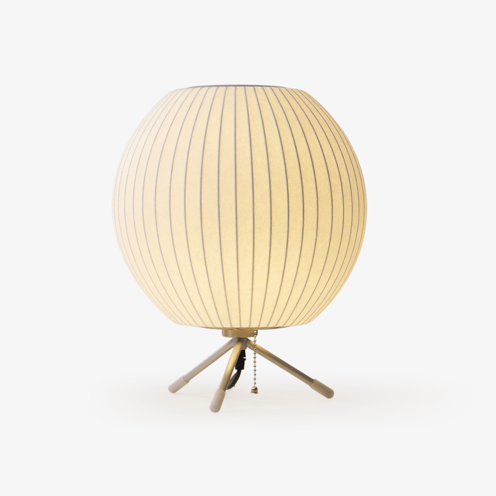 Sphere Form Table Lamp — Triangular Base, Warm Glow