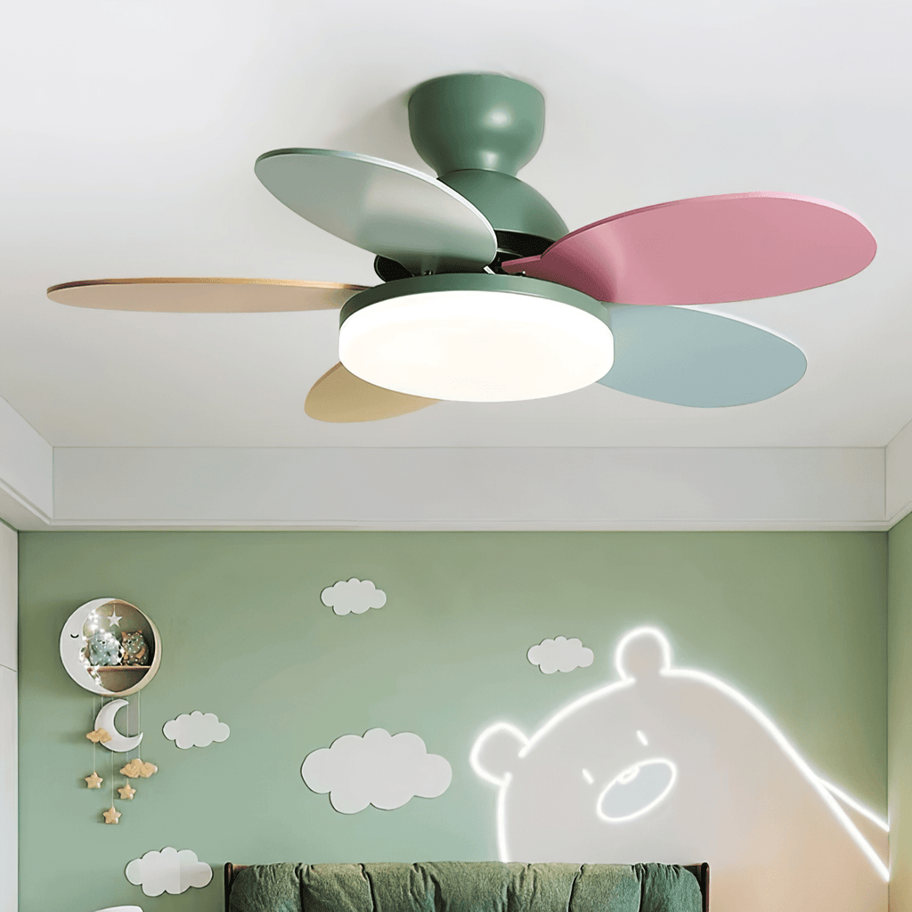 Ventoinha de teto Petalo — 35,4 pol. de diâmetro, luz de 60 W, efeito de madeira