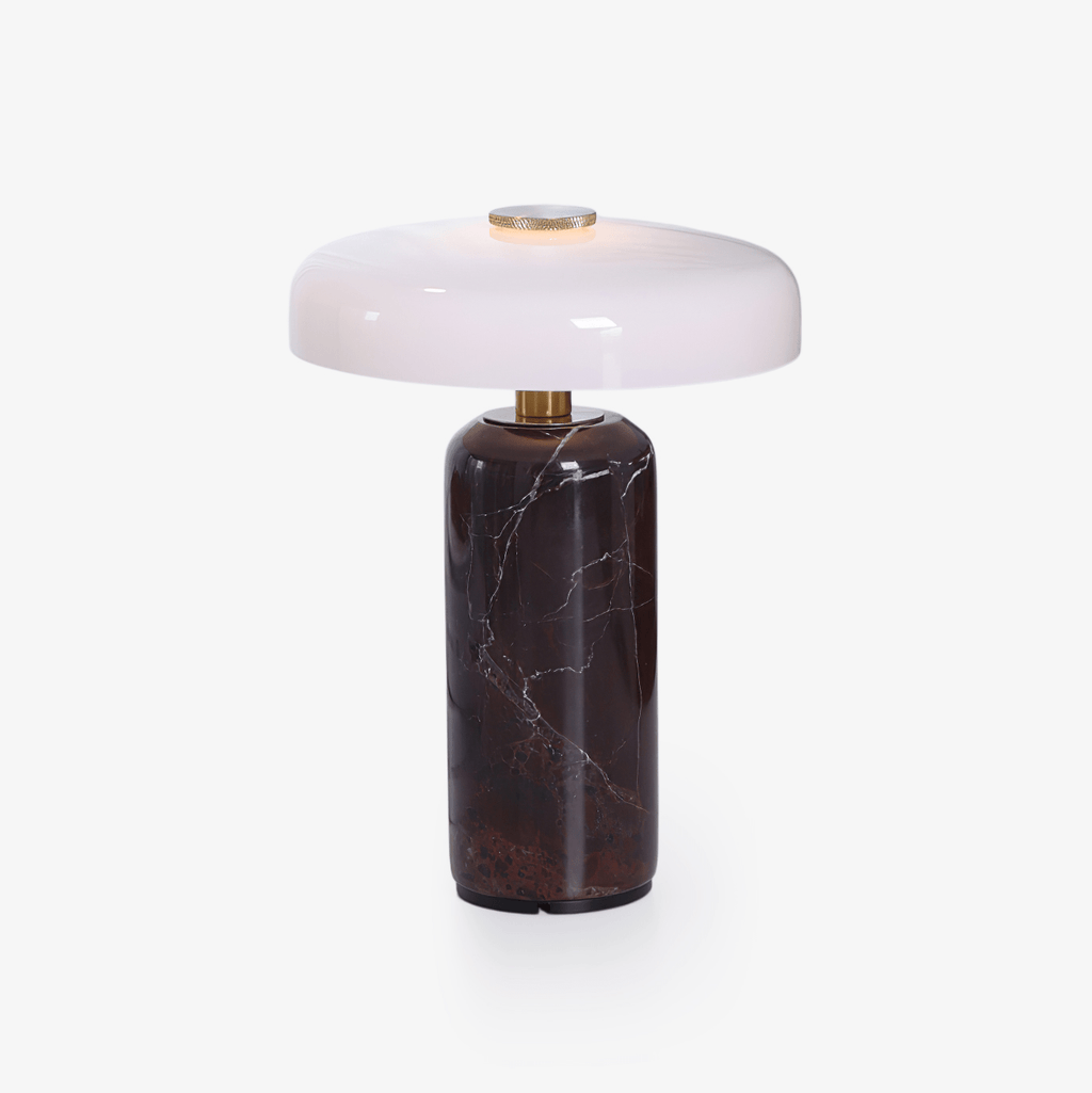 Lampă de masă Lunara din marmură — Siluetă rotunjită, bază espresso intens