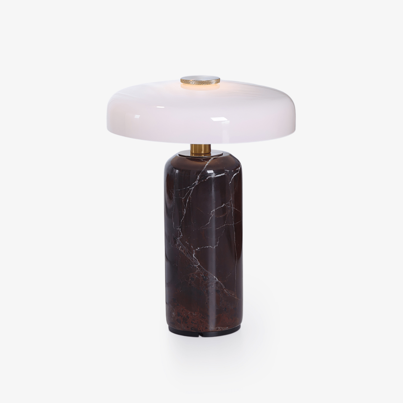 Lampă de masă Lunara din marmură — Siluetă rotunjită, bază espresso intens