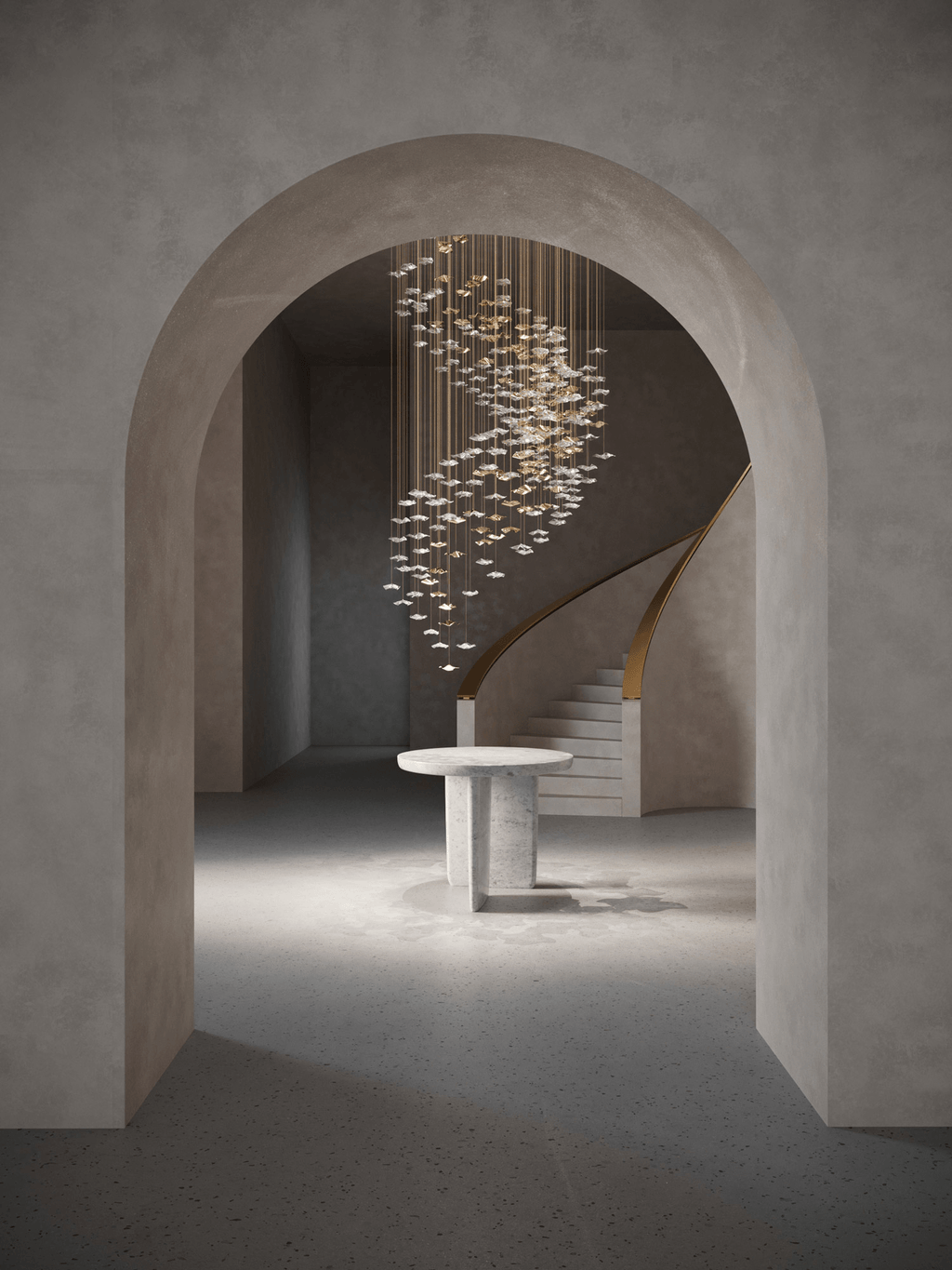 Grande lampadario a foglie di cristallo Nephele — Rosone 210x80cm, onde a cascata