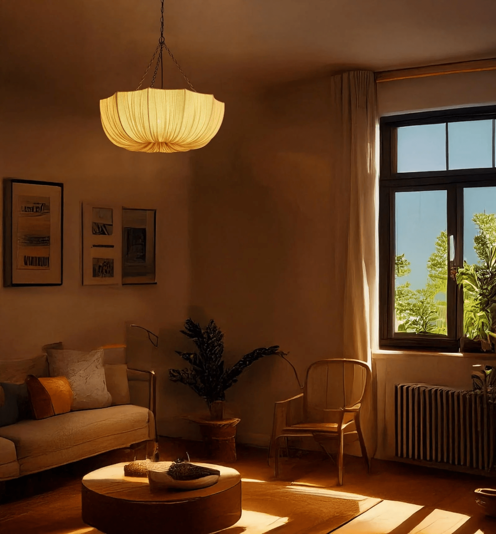 Aldwin-pendellampe — justerbar kjede, avrundet skjerm, nøytral tone