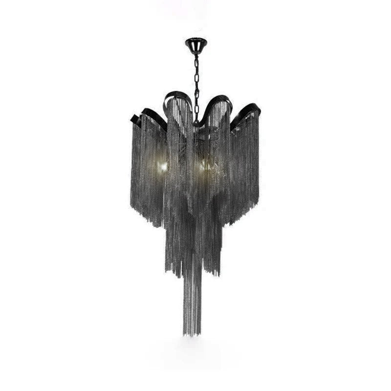 Stream Chain Chandelier — Cascading Link Design, Gold & Silver Finishes