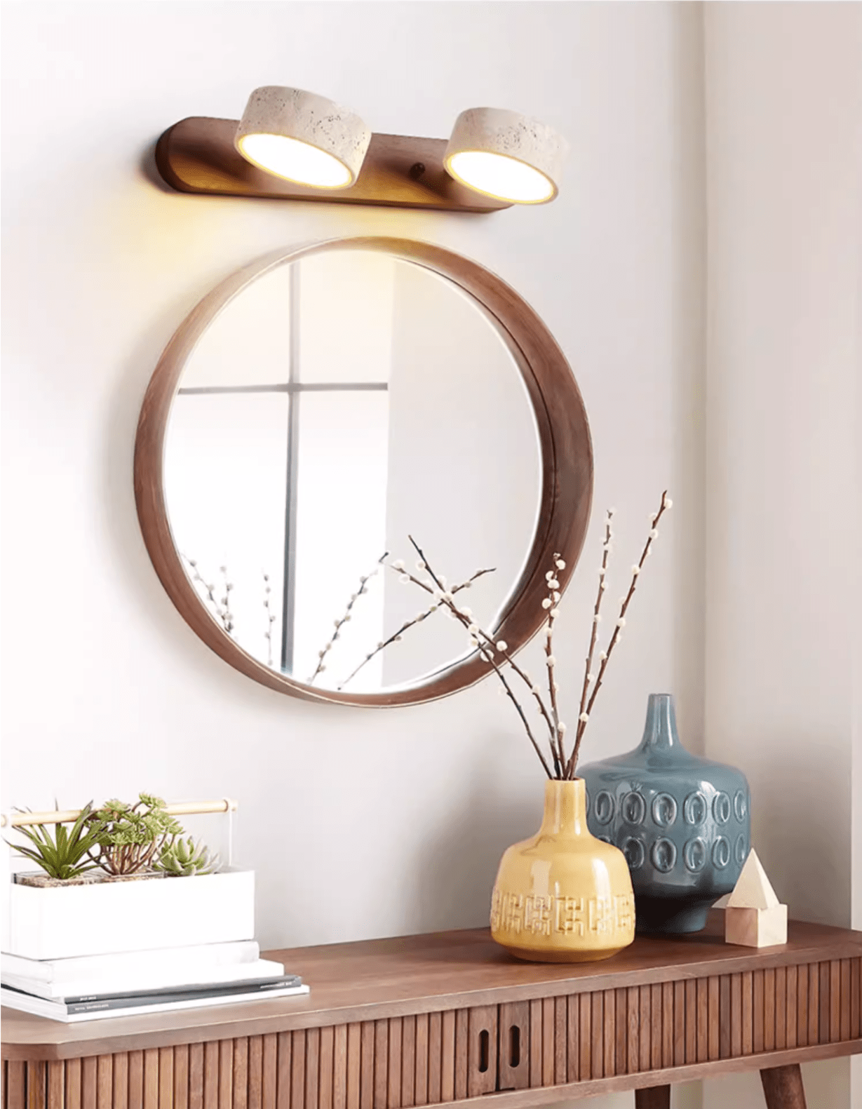 Travertine Duo Wall Light — Multiple Diameter Options