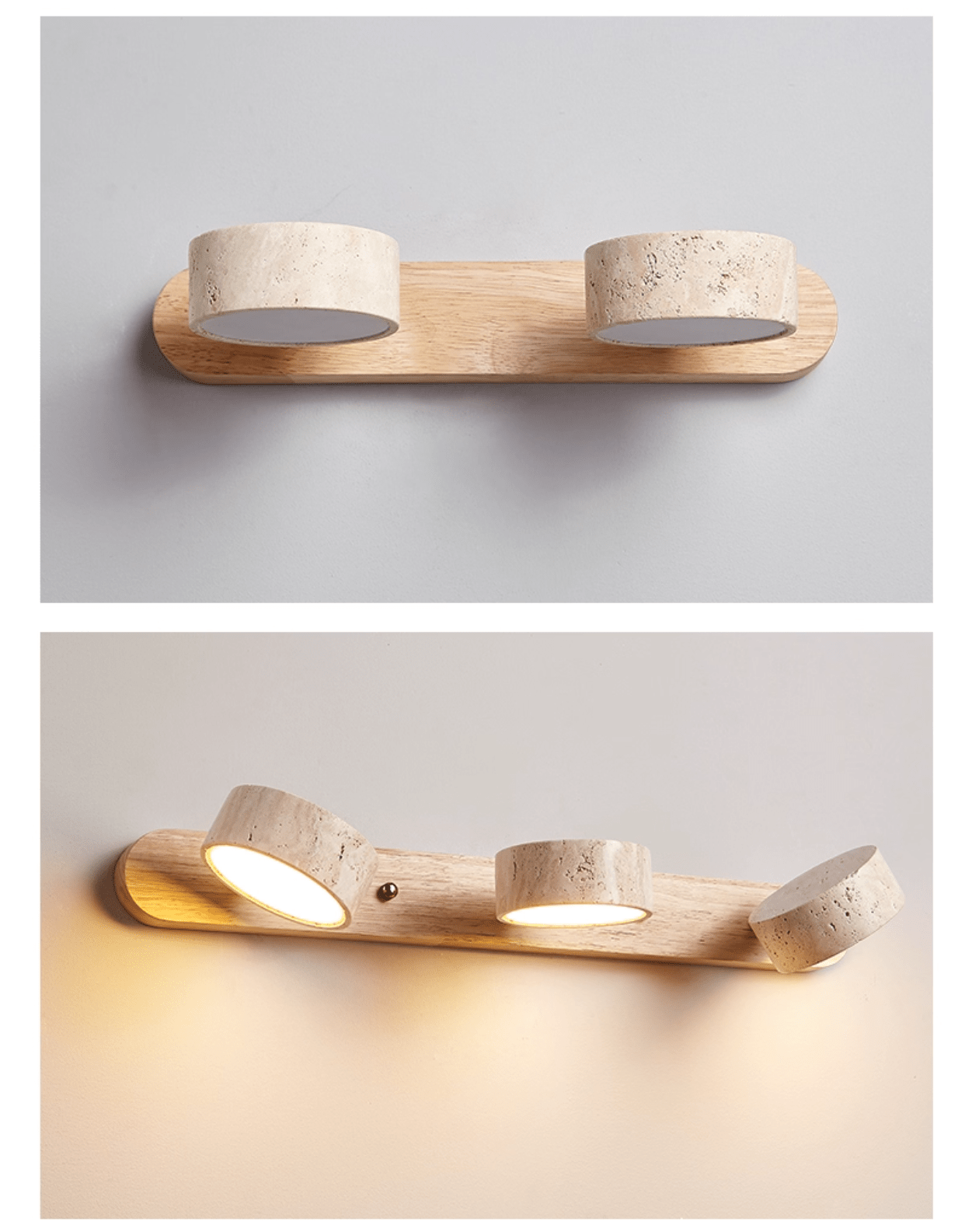 Travertine Duo Wall Light — Multiple Diameter Options