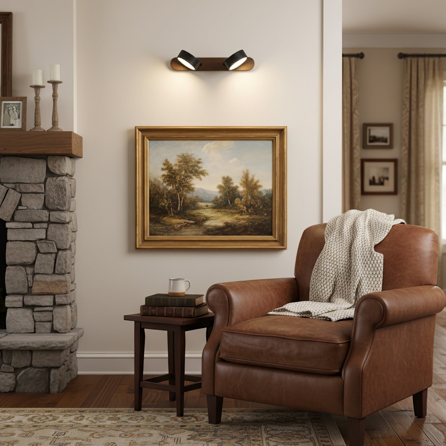 现代黑色洞石双壁灯