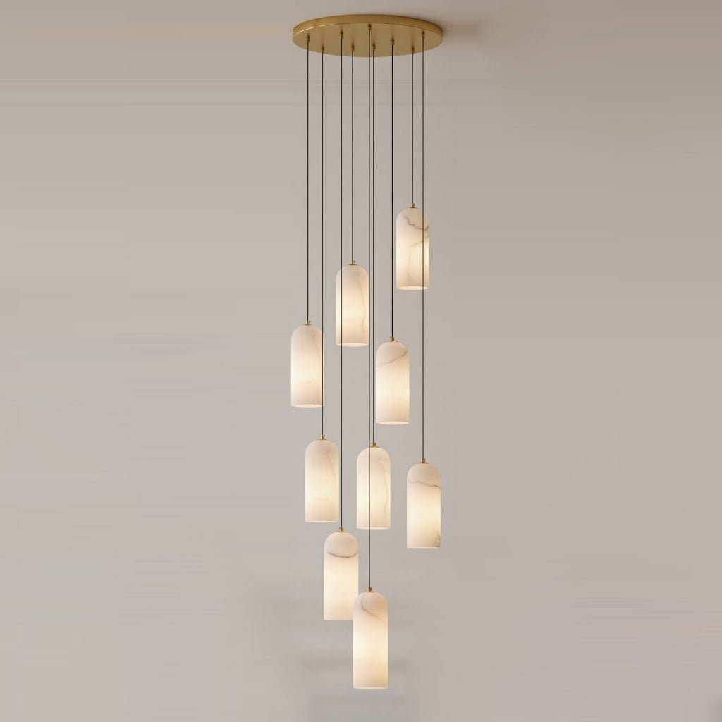Monty Pendelleuchte aus Alabaster mit geflochtenem Kabel