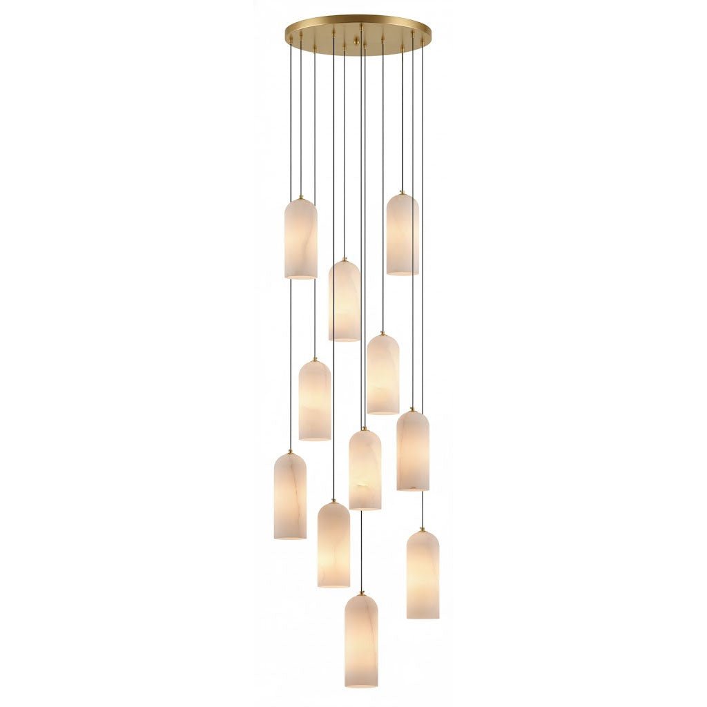 Monty Pendelleuchte aus Alabaster mit geflochtenem Kabel