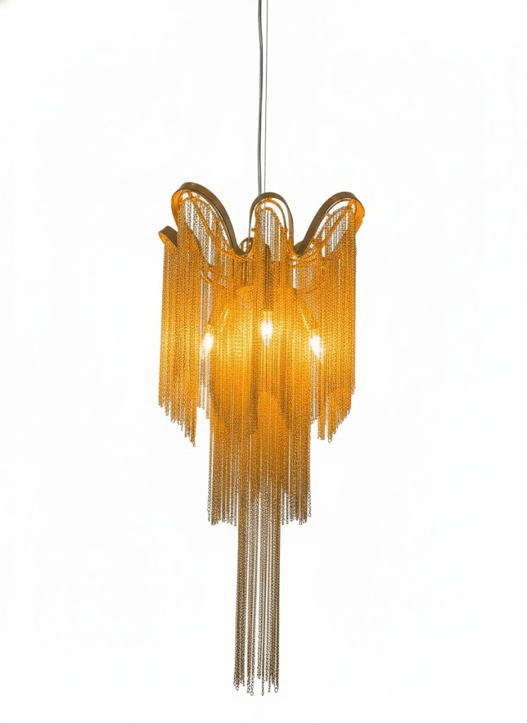Stream Chain Chandelier — Cascading Link Design, Gold & Silver Finishes