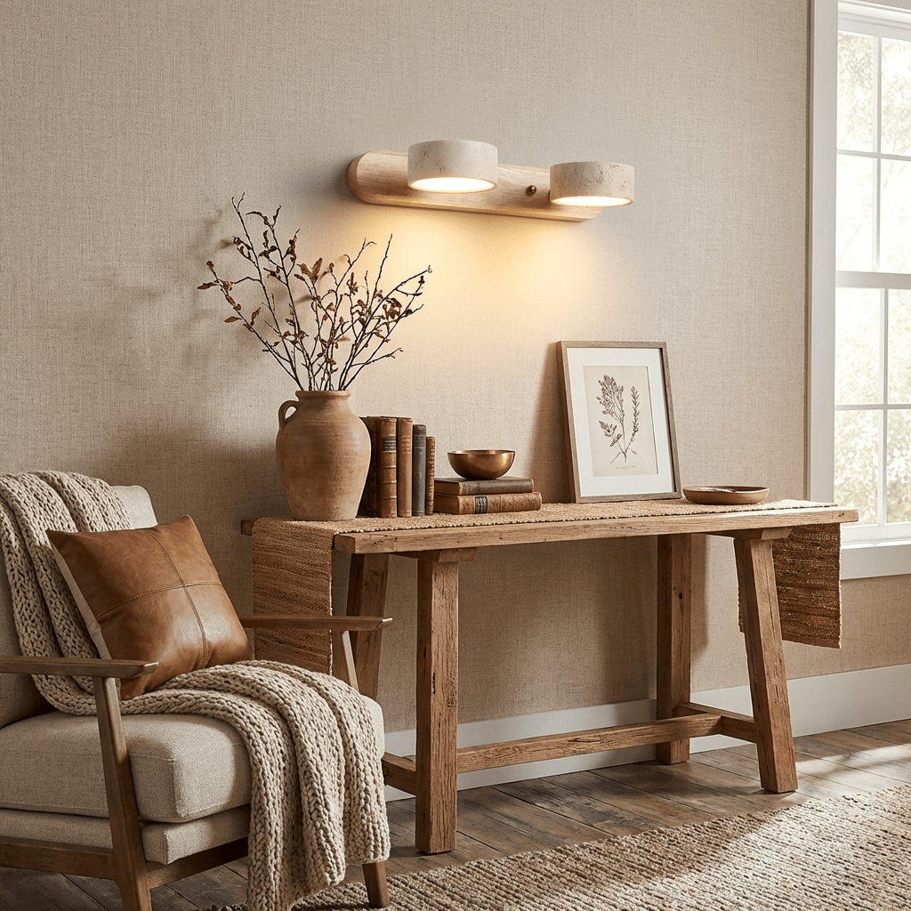 Travertine Duo Wall Light — Multiple Diameter Options
