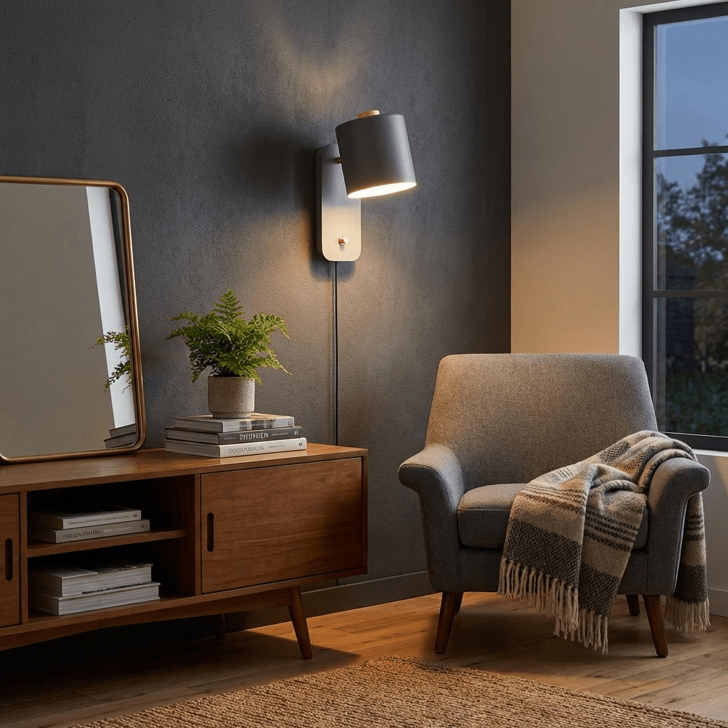 Plug In Cylinder Wall Light, Rotatable Shade