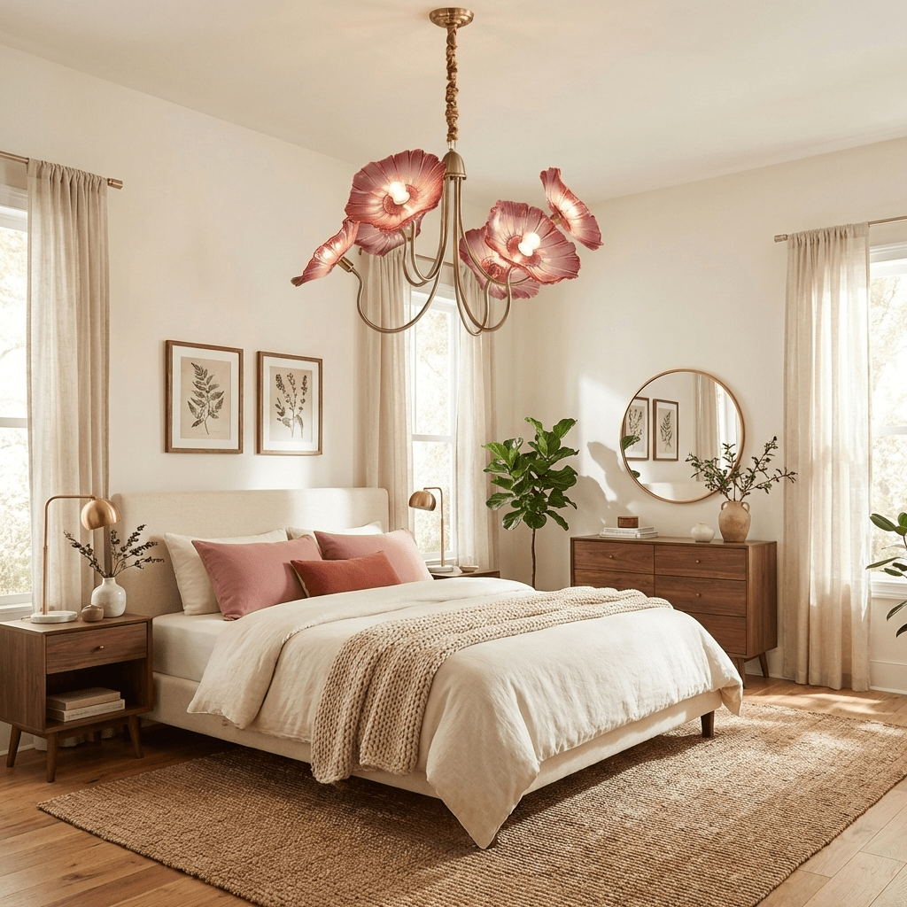 Candelabru din sticlă cu frunze de lotus VKL-1008