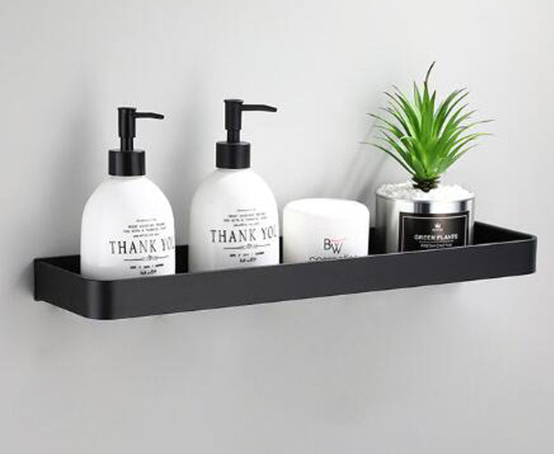 Kellan｜壁掛け式ブラックバスルームラック（スペースアルミニウム製）｜Orntli