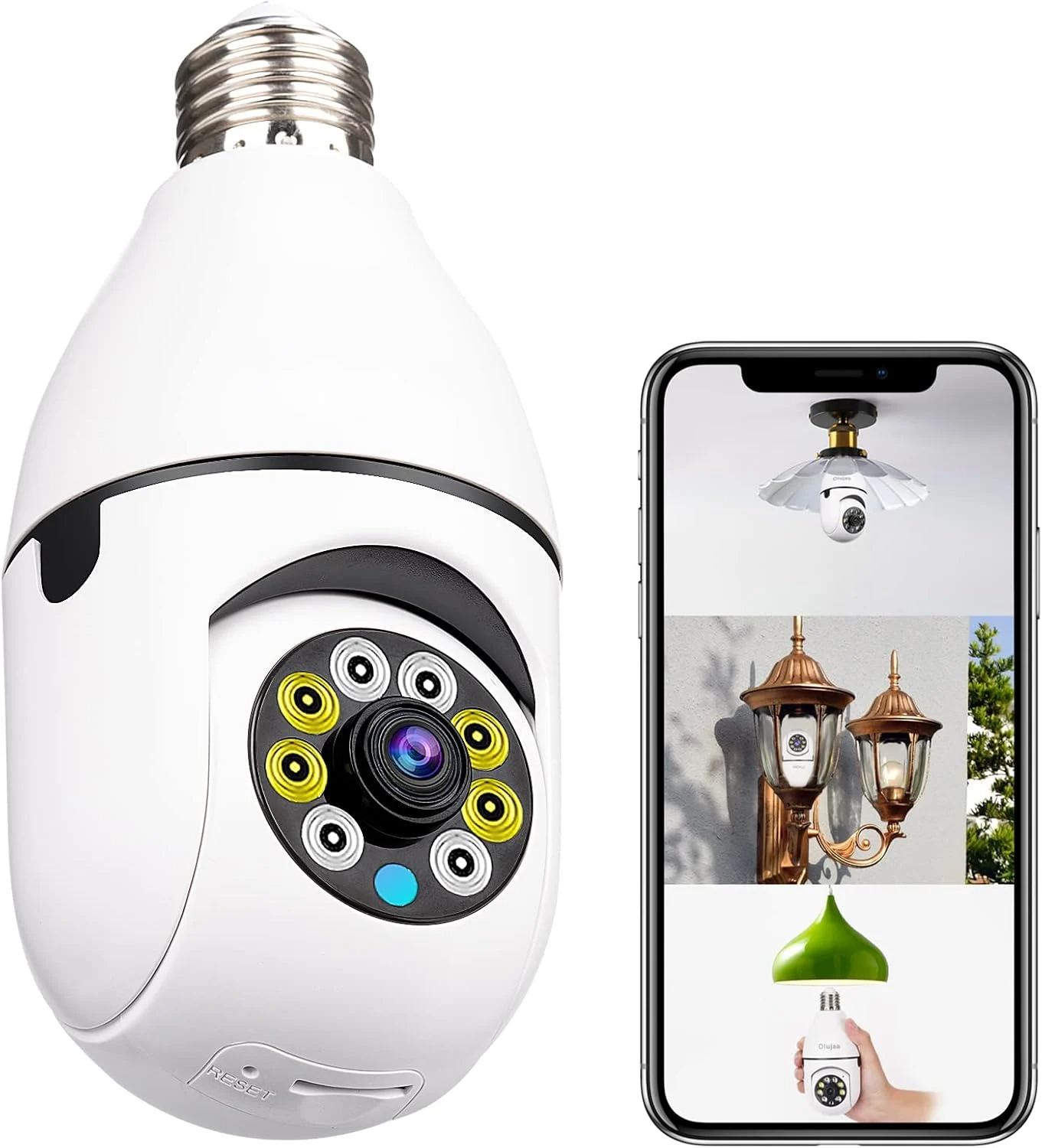 Caméra de sécurité extérieure sans fil WiFi HD avec détection de mouvement intégrée dans une ampoule lumineuse