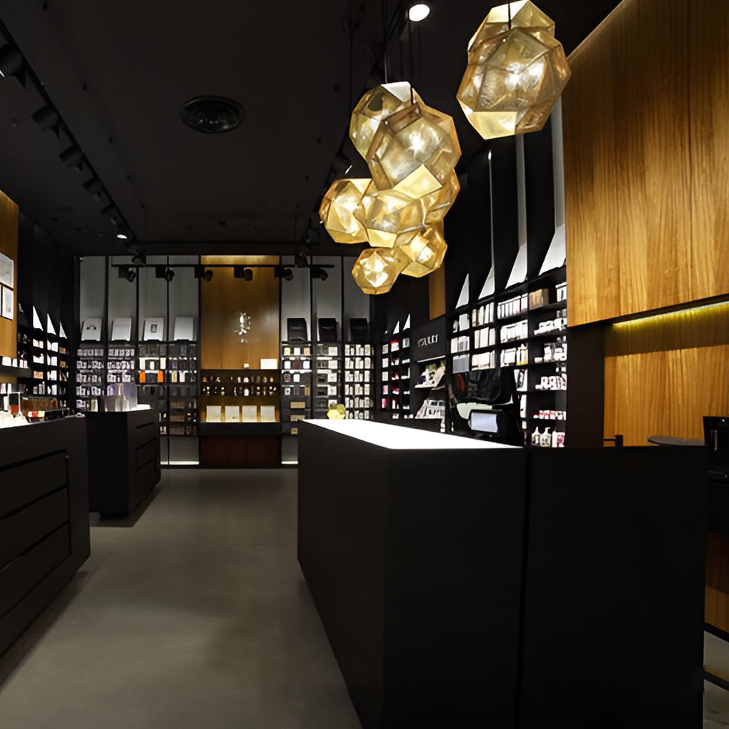 LumaCraft geometrická kulatá závěsná lampa z elektrolytického kovu