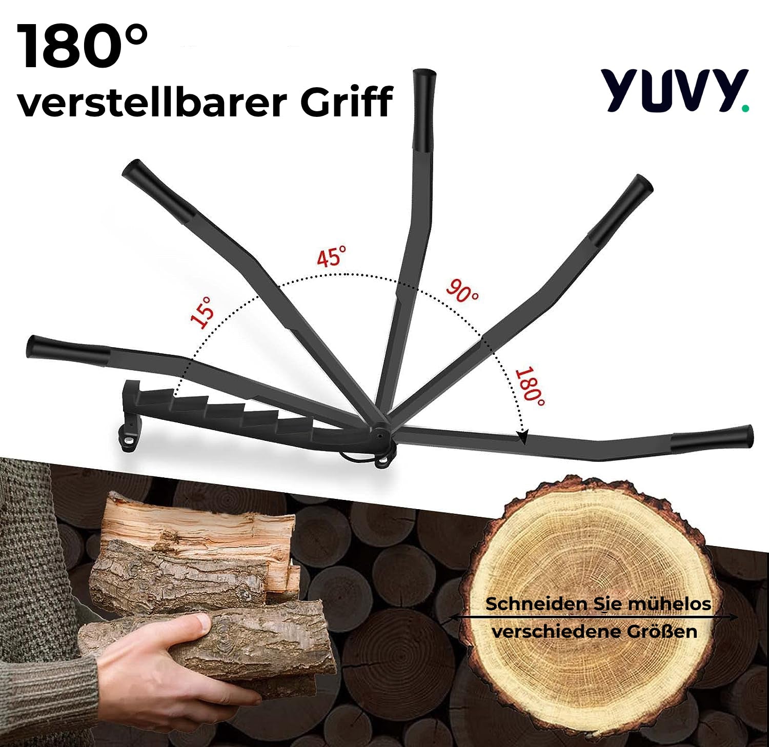 ForestPulse Wandmontierter Holzspalter zum Spalten von Holz