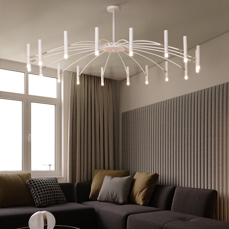 Arisha Modern Blown Linear Metal Multi-heads Chandelier - Neutralighting