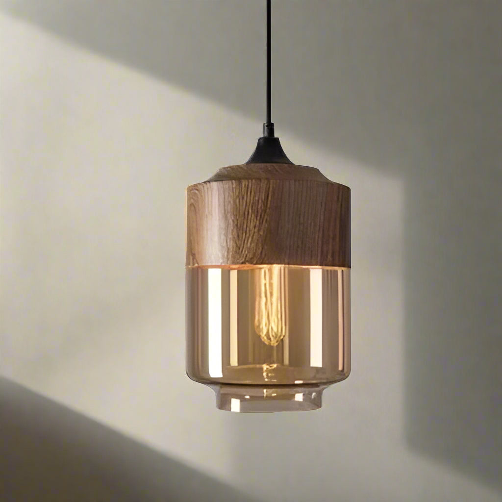Lucevia | Luxurious Glass and Wood Pendant Light | Orntli