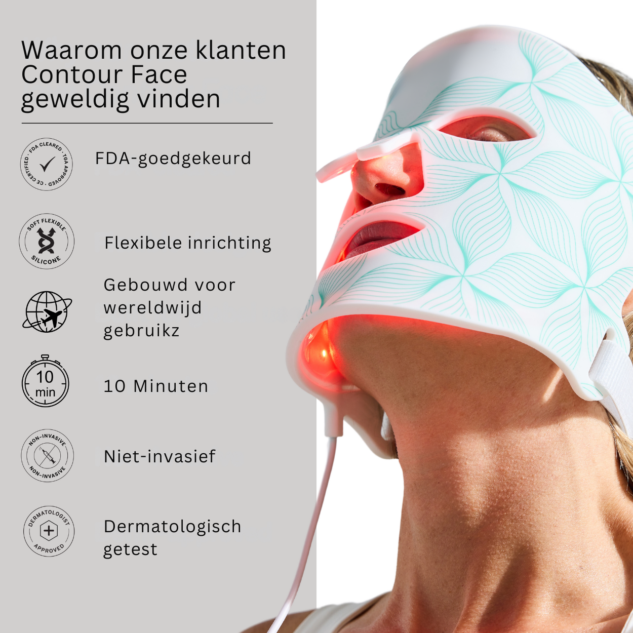 Vrimlo LED | Thérapie par lumière rouge | Masque facial | Masque infrarouge flexible !
