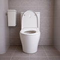 Toilet with the UV sanitiser and night light mounted under the lid