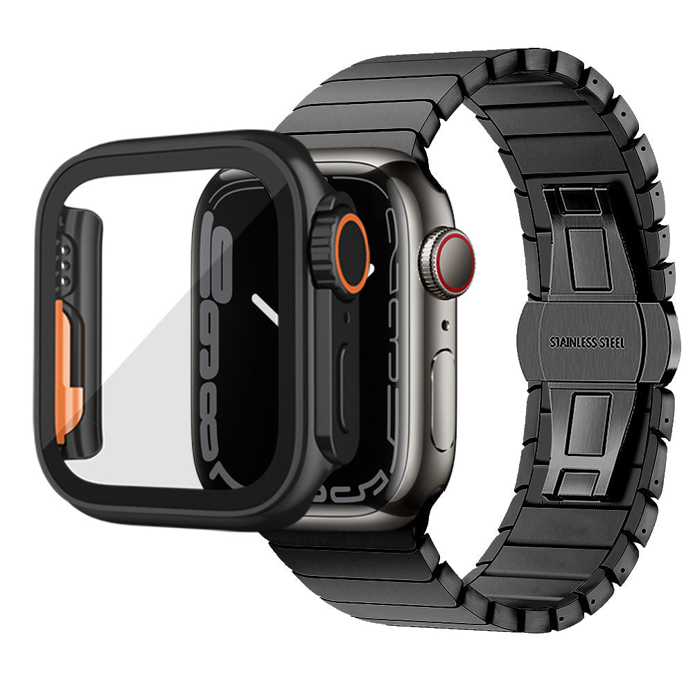 Coque ultra-fine et étanche pour Apple Watch avec film en verre trempé