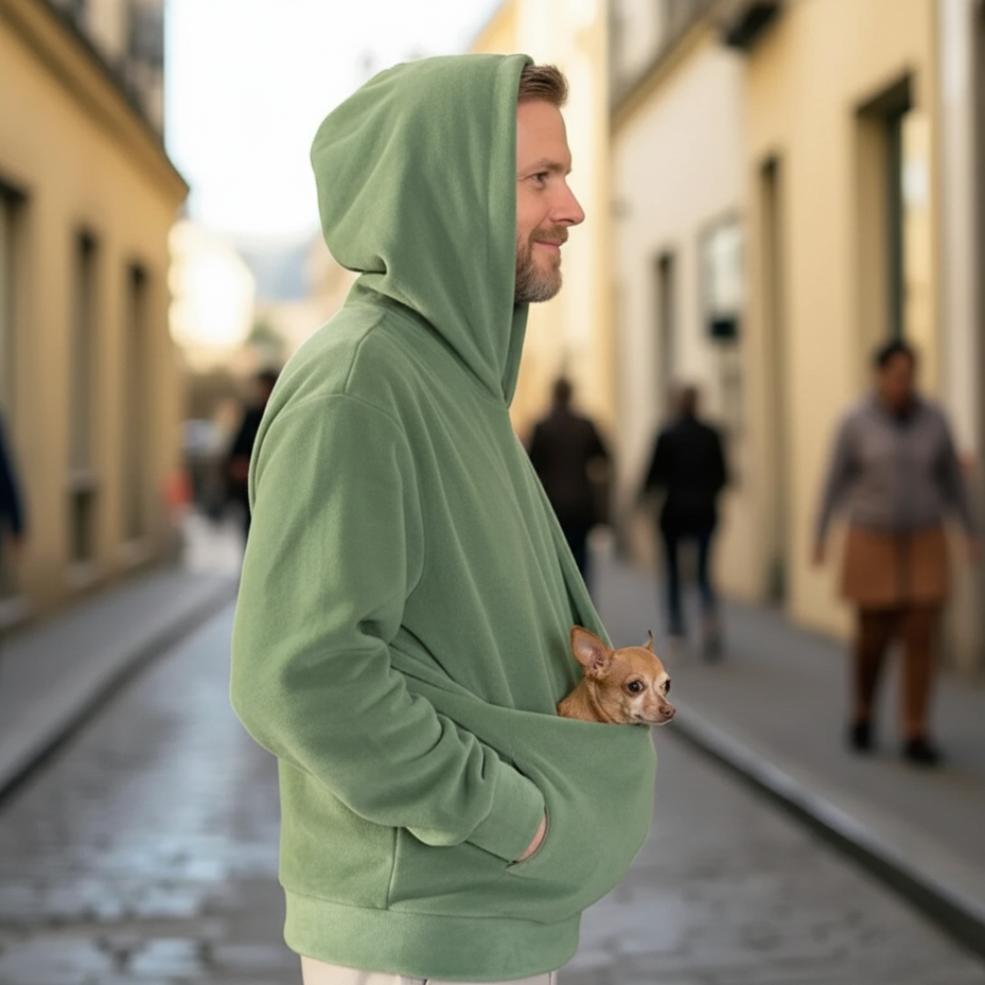 Bärbar djurbärare-hoodie för mysiga kramar