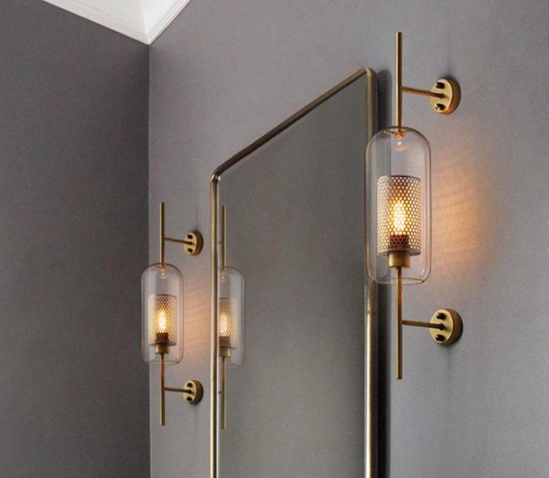 VeroLume Waben-Orb-Wandleuchte Gold Glas