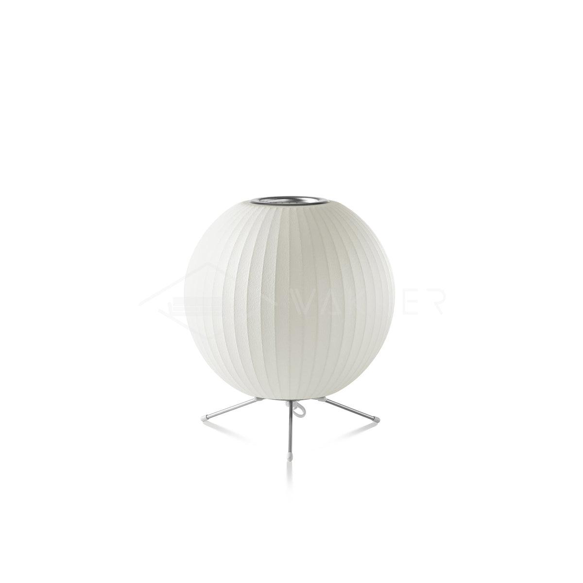 Sphere Form Table Lamp — Triangular Base, Warm Glow