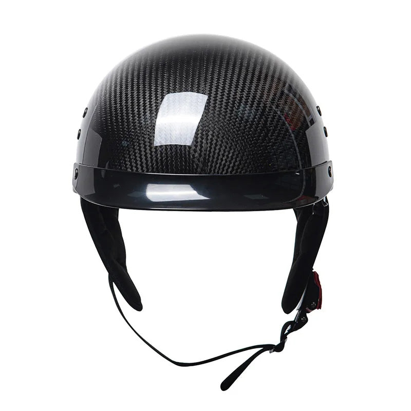 Topi keledar separuh muka retro NovaWeave CarbonLine diluluskan DOT dan ECE