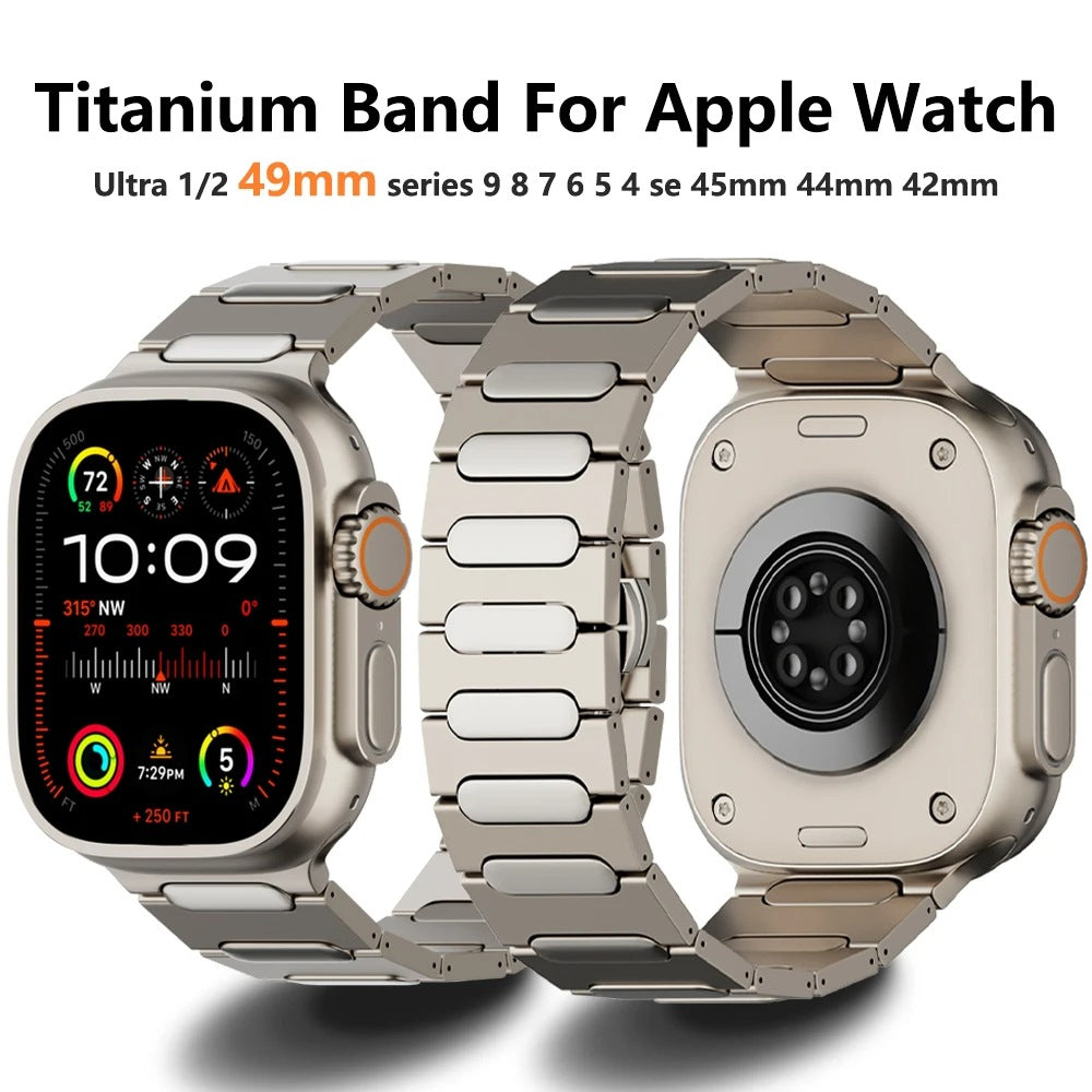 Titanirannekoru + perhoslukko Apple Watch Ultra 1/2:lle