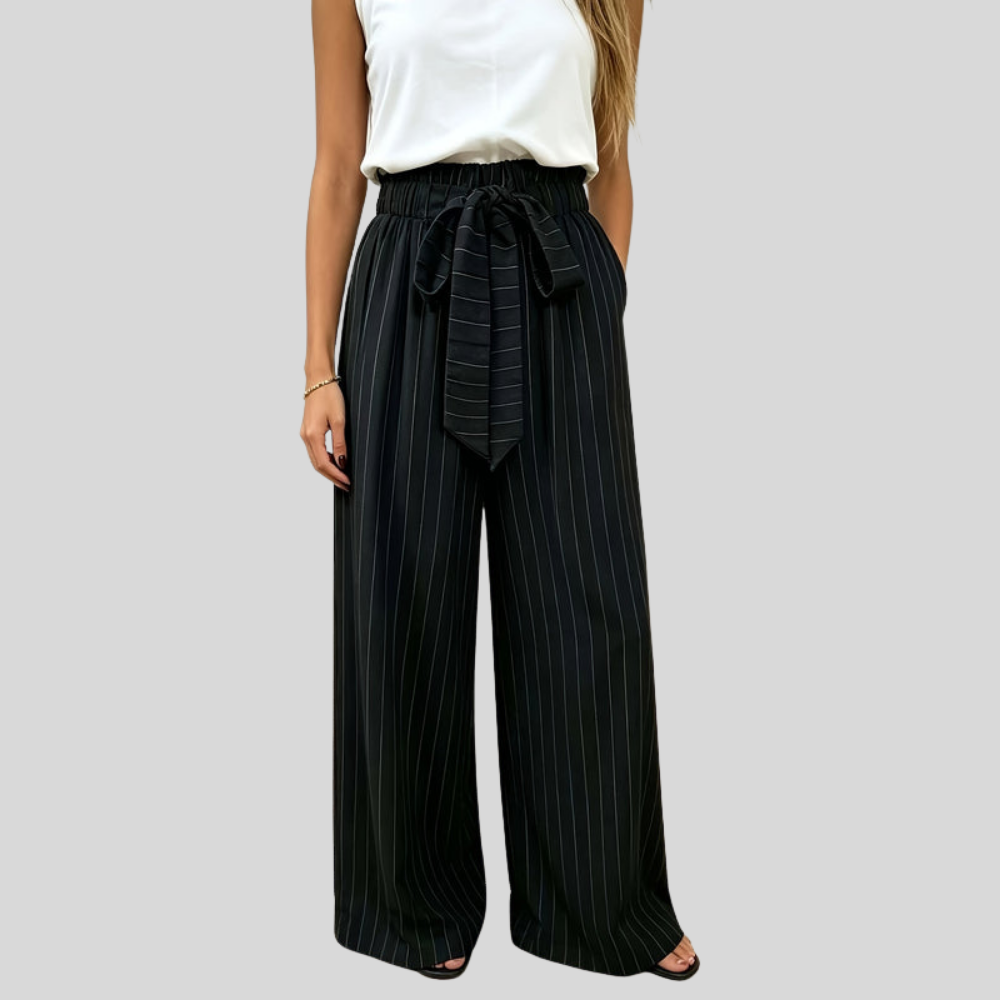 Hoch taillierte gestreifte Hose