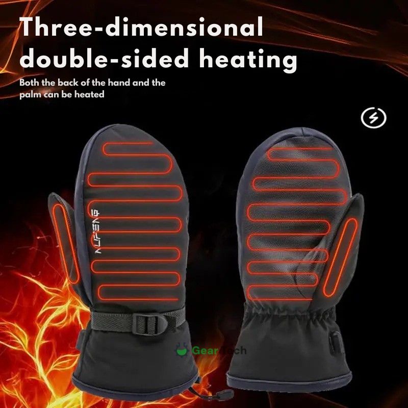 Αδιάβροχα ηλεκτρικά θερμαντικά γάντια AuroraHeat διπλής όψης, επαναφορτιζόμενα μέσω USB, 10,000 mAh