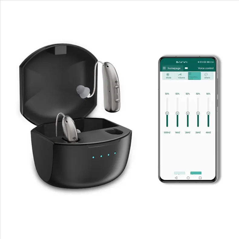 Rechargeable Bluetooth Hearing Aids for Seniors With App Control and Four Sound Modes