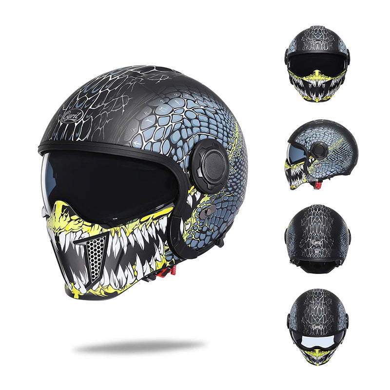 Retro modulaire helm met dubbele lens, DOT- en ECE-goedgekeurd