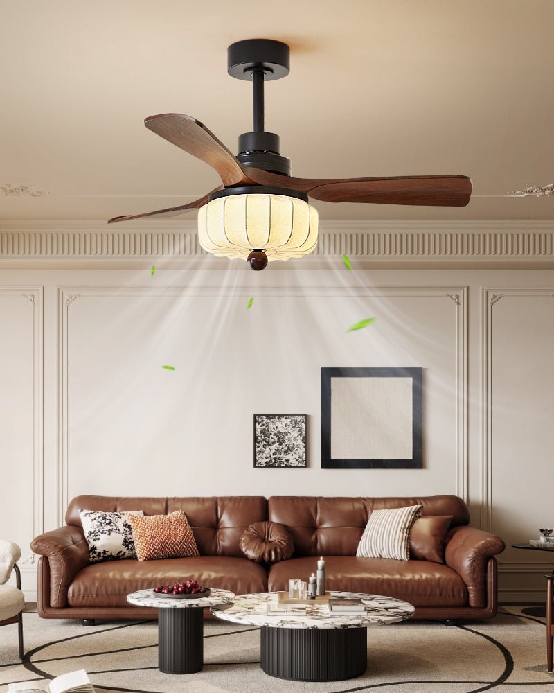 Lâmpada de teto com ventoinha Elira Vintage — design clássico de lanterna, estilo retro