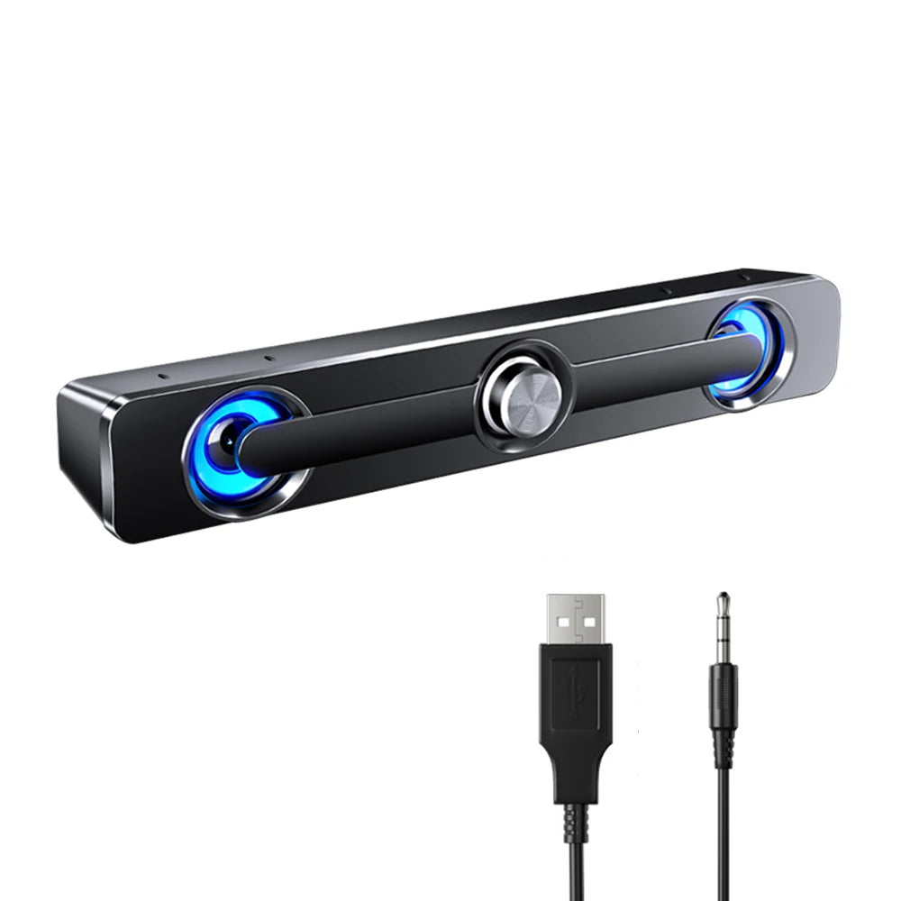 Stolní USB reproduktor s LED světly a 3,5mm konektorem pro notebook a televizi