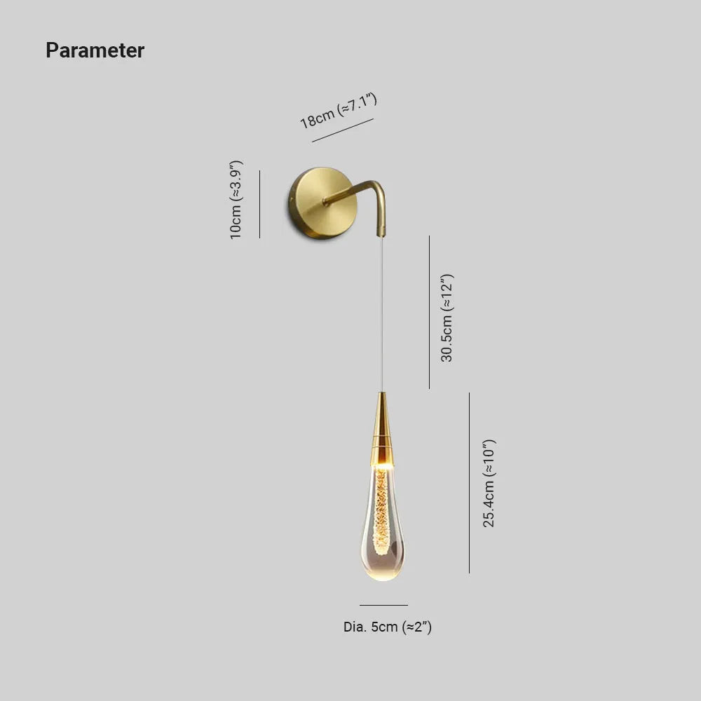 Moderní nástěnná lampa Kristy ve tvaru kapky - černá/zlatá, pro pevné připojení