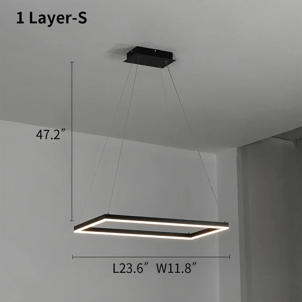 Moderni musta kerroksittainen suorakaiteen muotoinen kattokruunu - Orntli