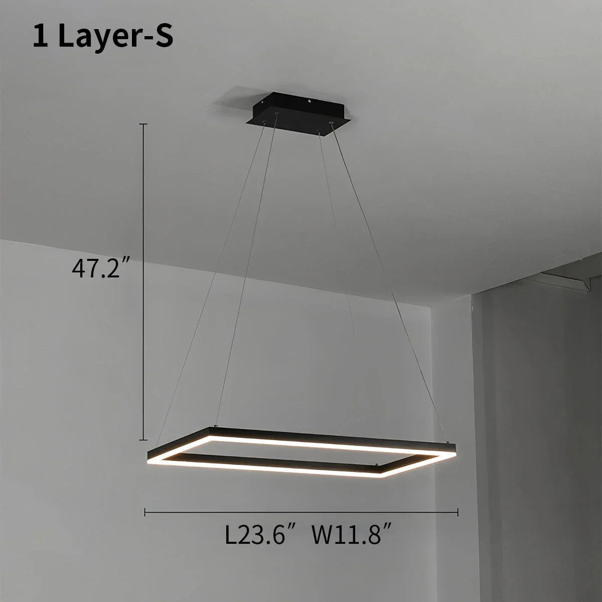 Lampu Gantung Segi Empat Bertingkat Hitam Moden - Orntli