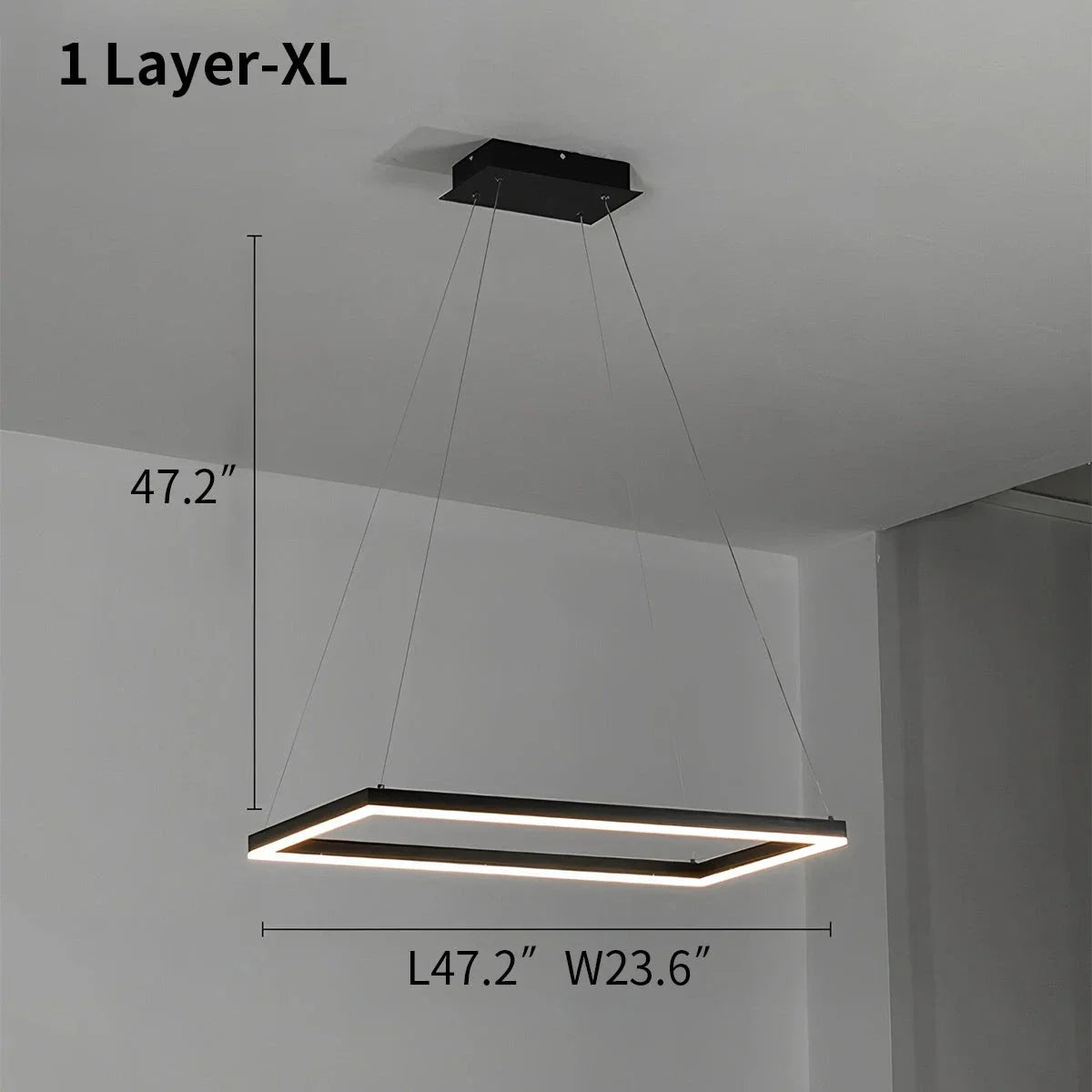 Moderni musta kerroksittainen suorakaiteen muotoinen kattokruunu - Orntli