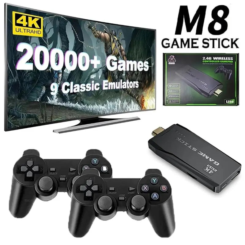 HDMI 4K-spillkonsoll for TV | 64GB med over 20,000 retrospill og 2 trådløse spillkontrollere