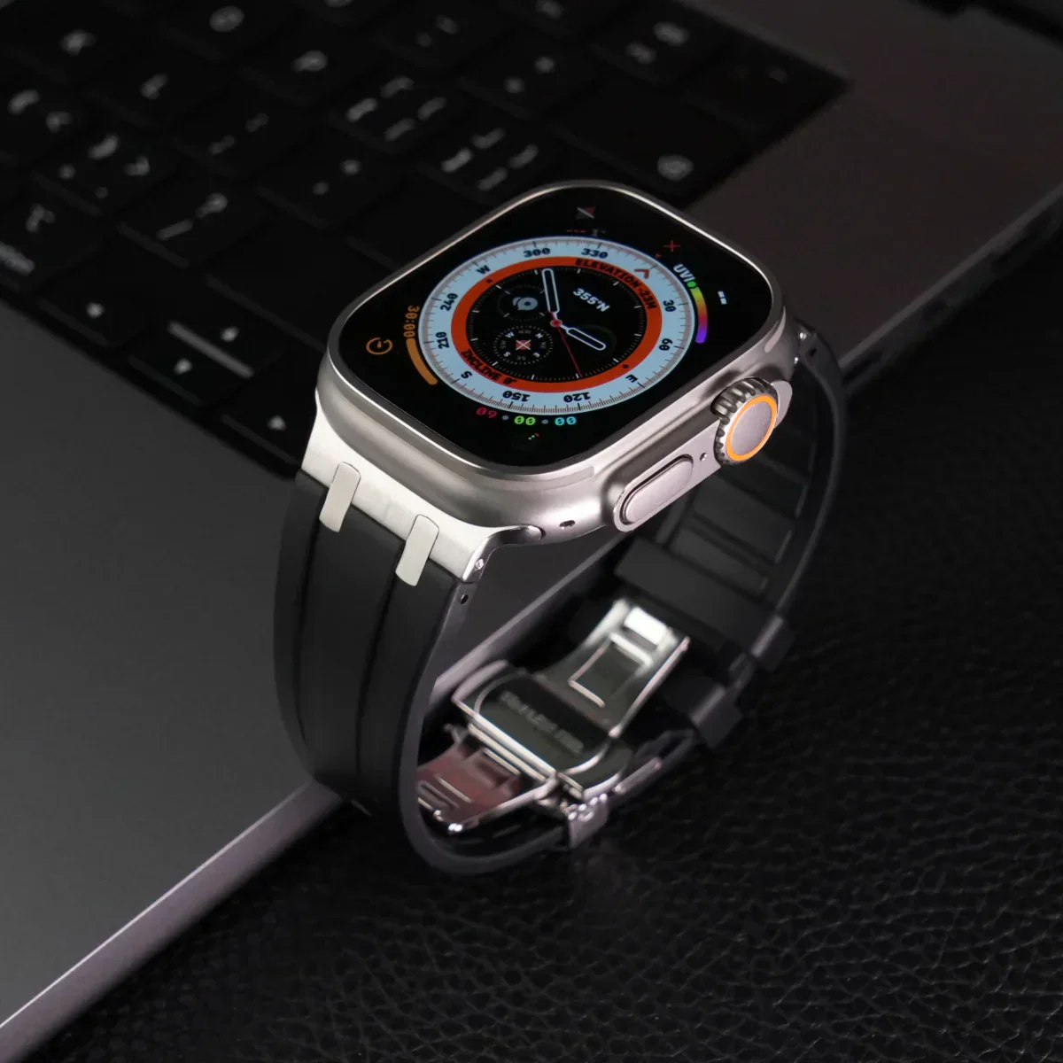 Cinturino in silicone di lusso con fibbia a farfalla AP per Apple Watch
