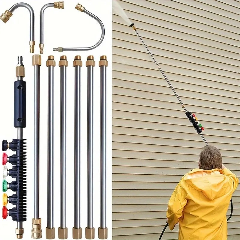 Ensemble de lance télescopique haute pression 4000 PSI pour nettoyage des gouttières, drainage de toit et murs