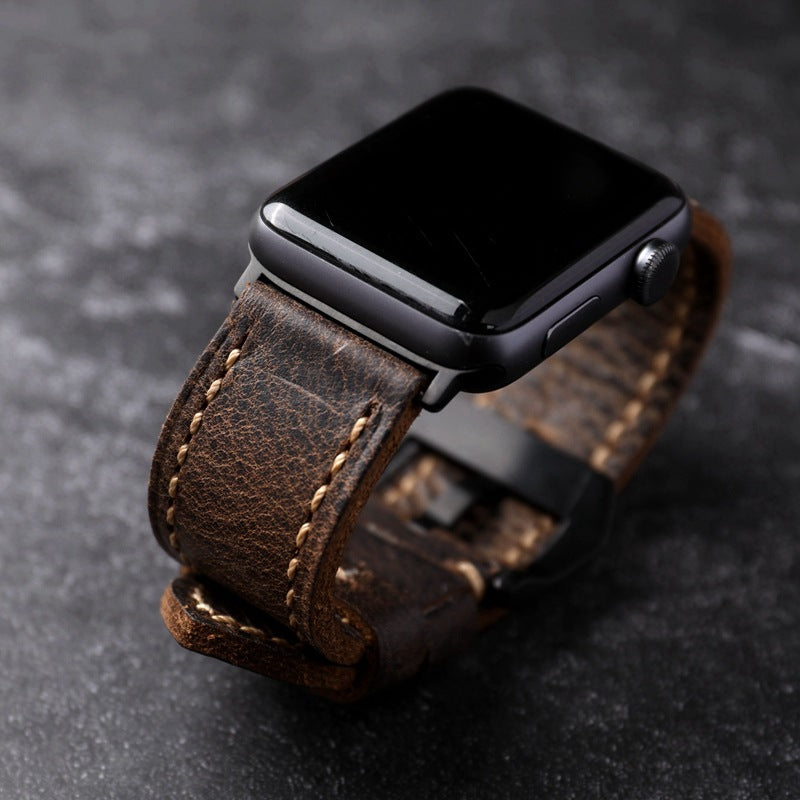 Håndlaget reim i førsteklasses kuhud for Apple Watch