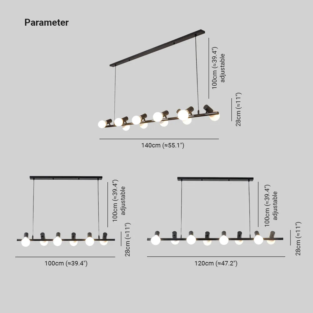 Epoch vintage LED-lysekrone — robust sort metalramme