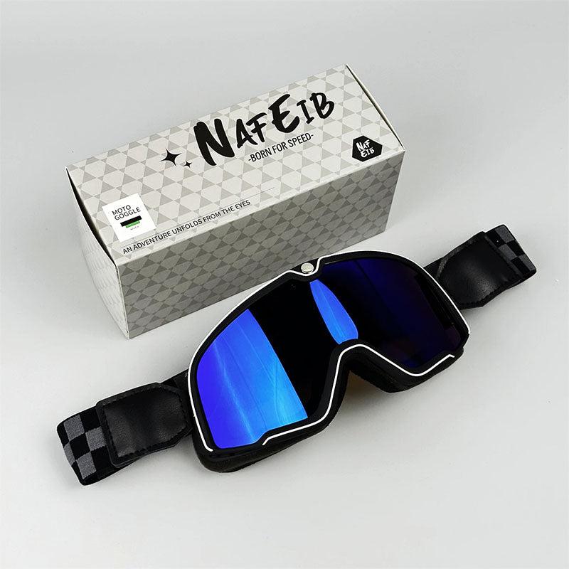 Retro motorbril - past over een bril heen